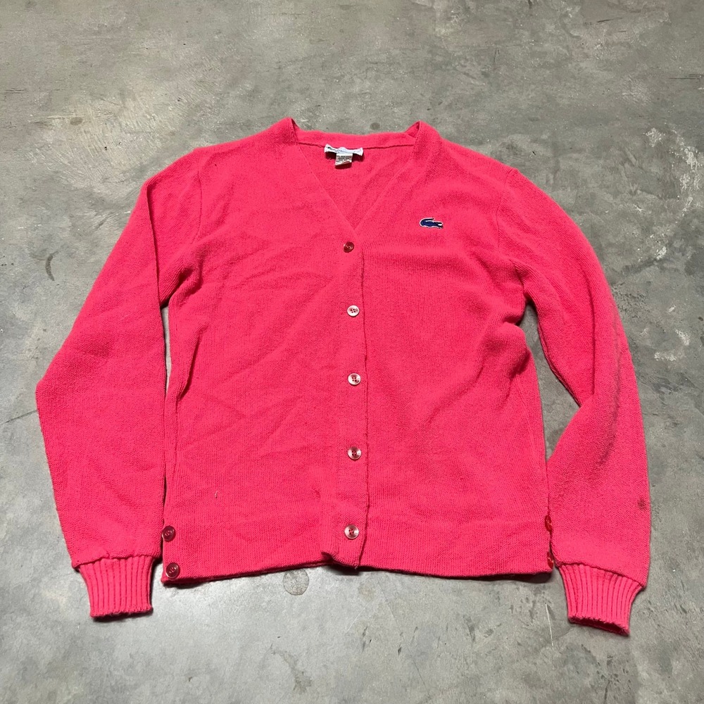 Vintage Haymaker Lacoste Pink Orlon Acrylic Cardigan Sweater Size 40 Womens